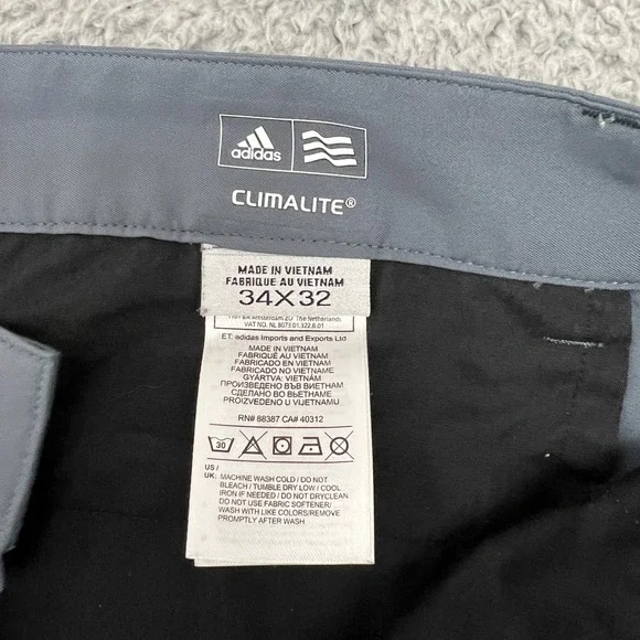 Adidas Pants Mens 34x32 Golf Performance Clima Lite 3 Stripes Gray Casual - Picture 6 of 11
